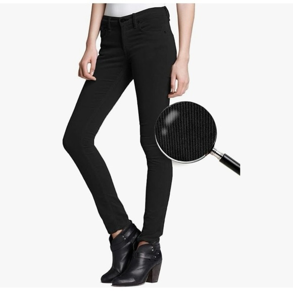 NWT  HYBRID & CO Women size 3 Black fine corduroy stretch low rise skinny pants - Picture 2 of 11